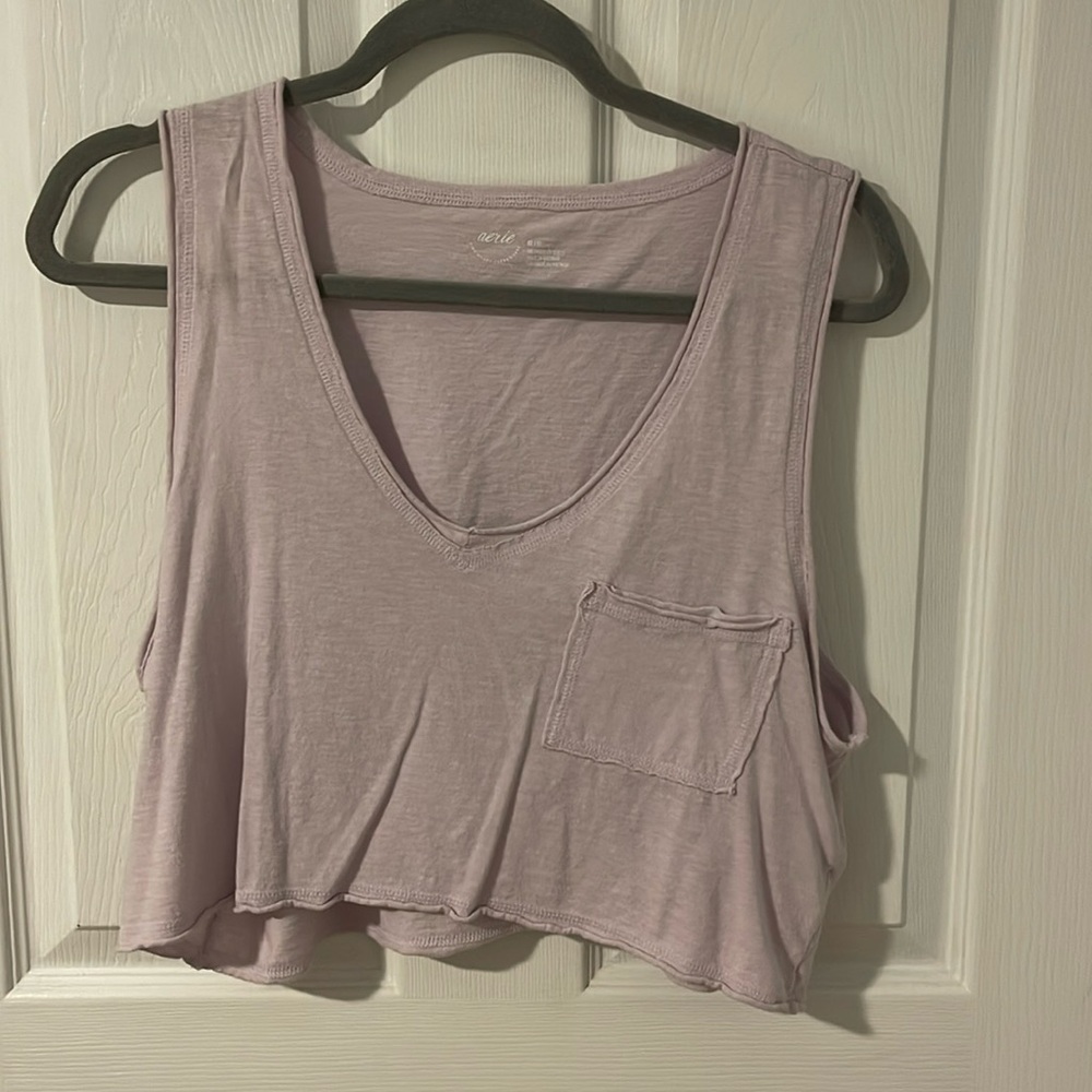 Light Purple Aerie tank top. Cropped, light material. Size Medium